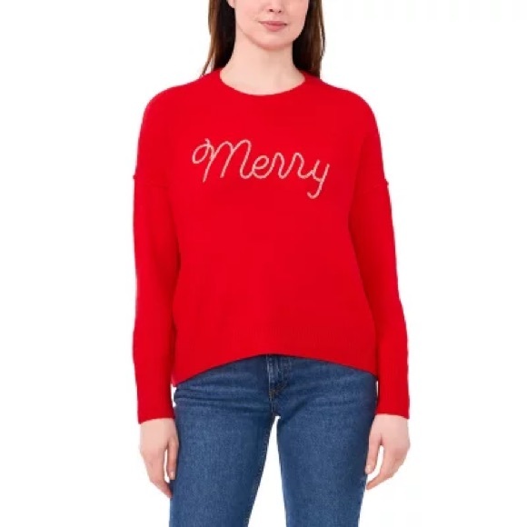 NWT Vince Camuto Merry Red Sweater - Picture 2 of 8